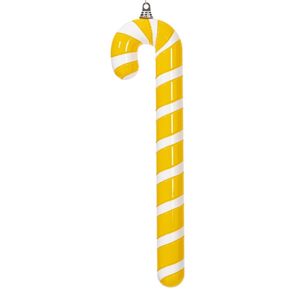 24" Yellow / White High Gloss Candy Cane Ornament