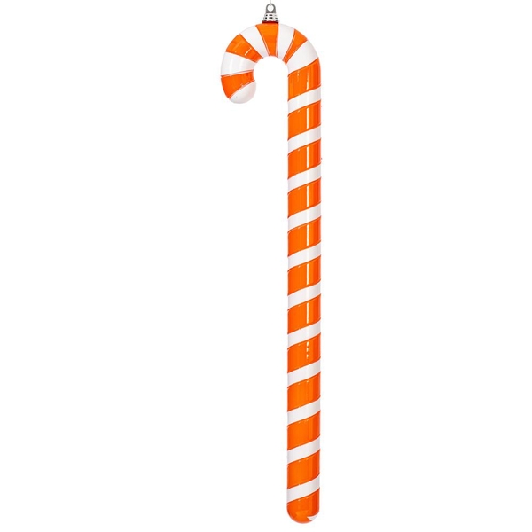 36" Orange High-Gloss Candy Cane Ornament