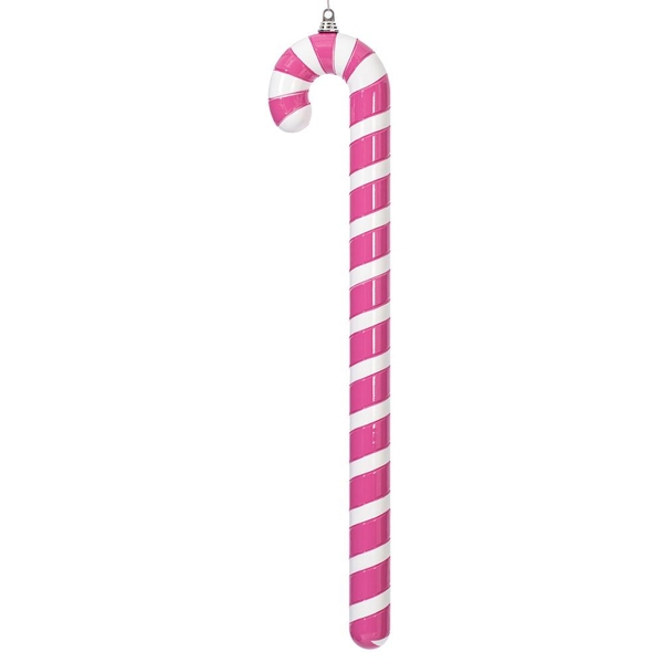 36" Hot Pink High-Gloss Candy Cane Ornament