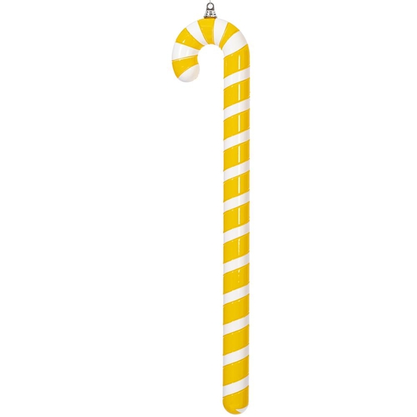 36" Yellow High-Gloss Candy Cane Ornament
