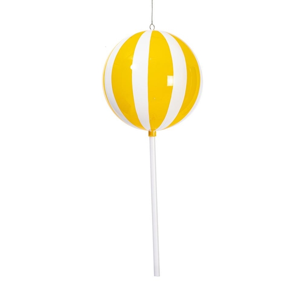 23.6" Yellow High-Gloss Enamel Round Lollipop Ornament 