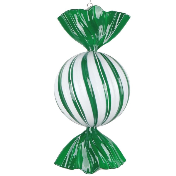 13" Green Enamel Swirl Candy Ornament
