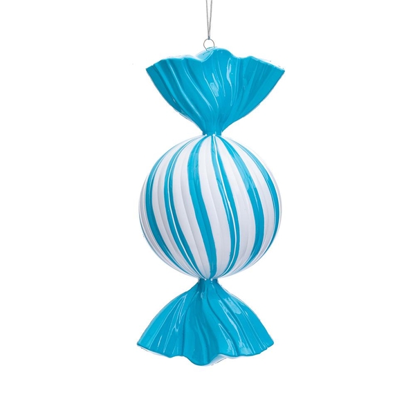 13" Light Blue Enamel Swirl Candy Ornament