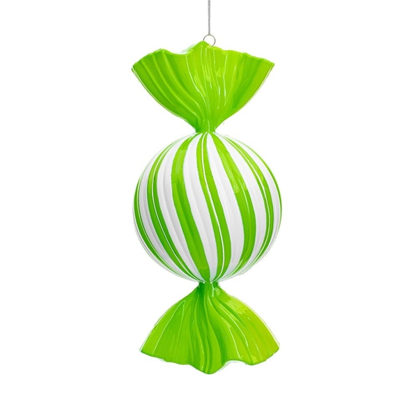 13" Lime  Enamel Swirl Candy Ornament