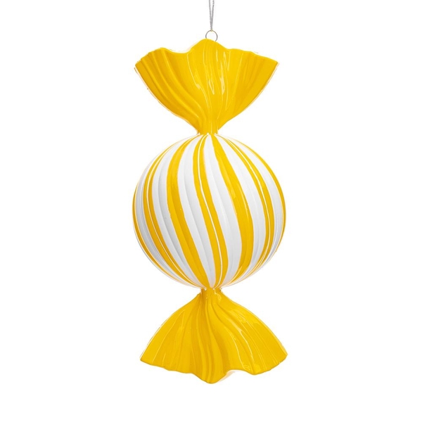 13" Yellow Enamel Swirl Candy Ornament