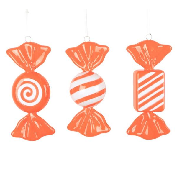 7.5" Orange Candy Assortment Ornament (3 Pack)