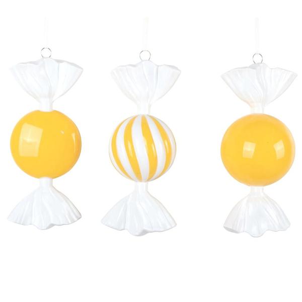 7" Yellow Candy Assortment Ornament (3 Pack)