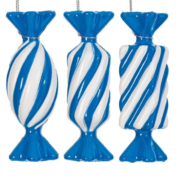 4" Blue Swirl Candy Assortment Ornament (6 Pack)