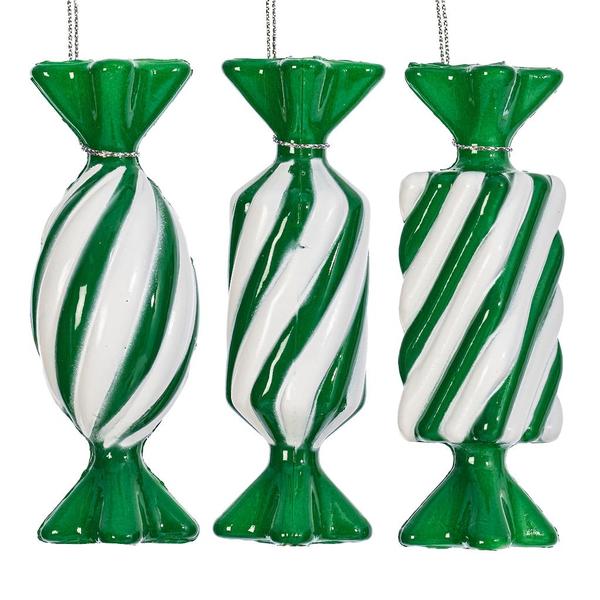 4" Green Swirl Candy Assortment Ornament (6 Pack)