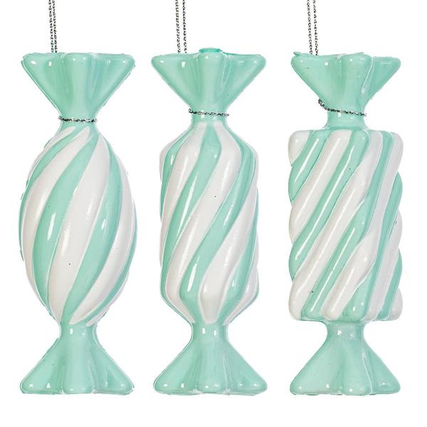 4" Aqua Swirl Candy Assortment Ornament (6 Pack)