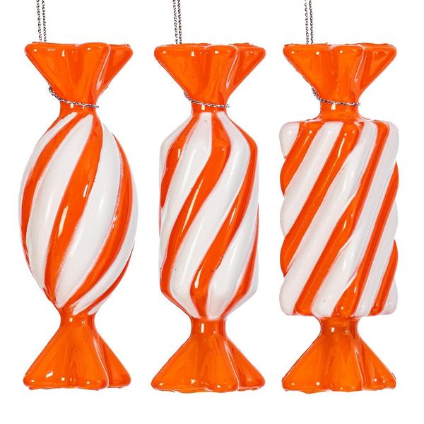 4" Orange Swirl Candy Assortment Ornament (6 Pack)