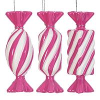 Vickerman 4" Hot Pink Swirl Candy Assortment Ornament (6 Pack)