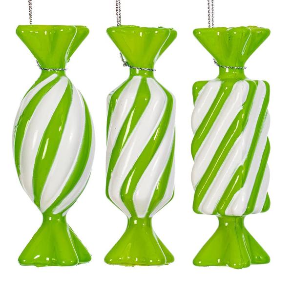 4" Lime Swirl Candy Assortment Ornament (6 Pack)