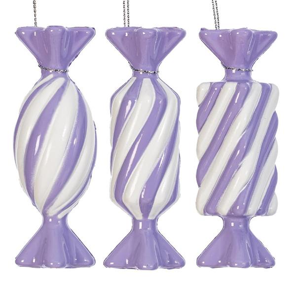 4" Lavender Swirl Candy Assortment Ornament (6 Pack)