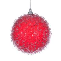 Vickerman 4" Red Icy Sugar Ball Ornament (3 pack)