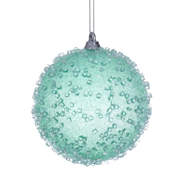 4" Seafoam Green Icy Sugar Ball Ornament (3 pack)