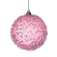 Vickerman 4" Pink Icy Sugar Ball Ornament (3 pack)