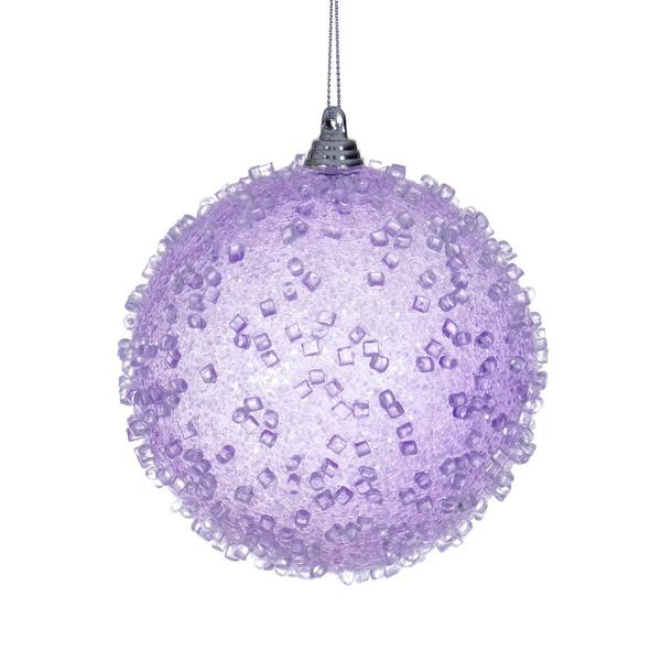 4" Lavender Icy Sugar Ball Ornament (3 pack)