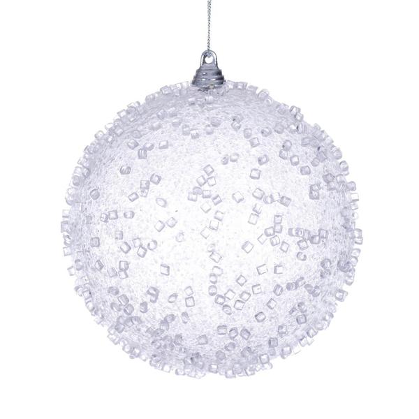 4.75" White Icy Sugar Ball Ornament (3 pack)