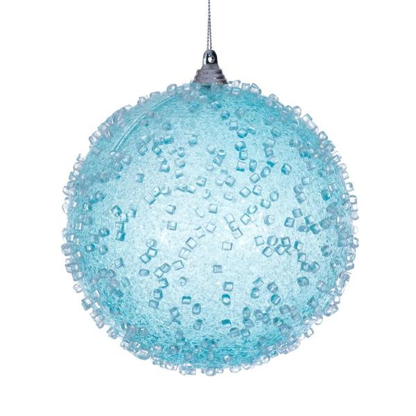 4.75" Baby Blue Icy Sugar Ball Ornament (3 pack)