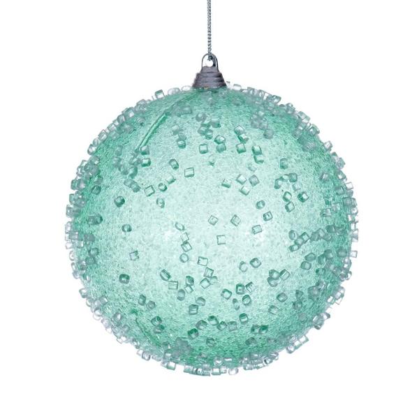 4.75" Seafoam Green Icy Sugar Ball Ornament (3 pack)
