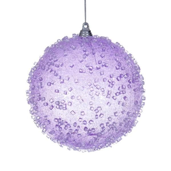 4.75" Lavender Icy Sugar Ball Ornament (3 pack)
