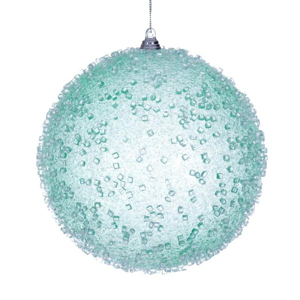 6" Seafoam Green Icy Sugar Ball Ornament (2 pack)