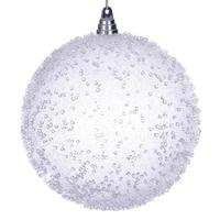 Vickerman 8" White Icy Sugar Ball Ornament