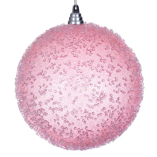 8" Pink Icy Sugar Ball Ornament
