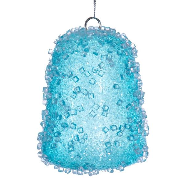 3.5" Baby Blue Icy Sugar Gum Drop Ornament (3 Pack)