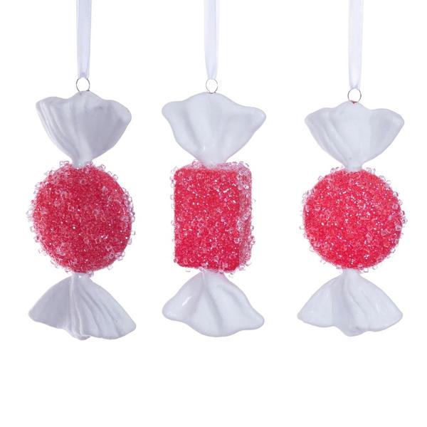 7-8" Red Icy Sugar Candy Assortment Ornament (3 Pack)