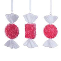Vickerman 7-8" Red Icy Sugar Candy Assortment Ornament (3 Pack)