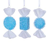 Vickerman 7-8" Baby Blue Icy Sugar Candy Assortment Ornament (3 Pack)