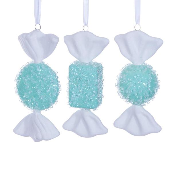 7-8" Seafoam Green Icy Sugar Candy Assortment Ornament (3 Pack)