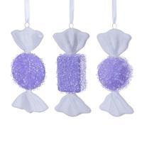 Vickerman 7-8" Lavender Icy Sugar Candy Assortment Ornament (3 Pack)