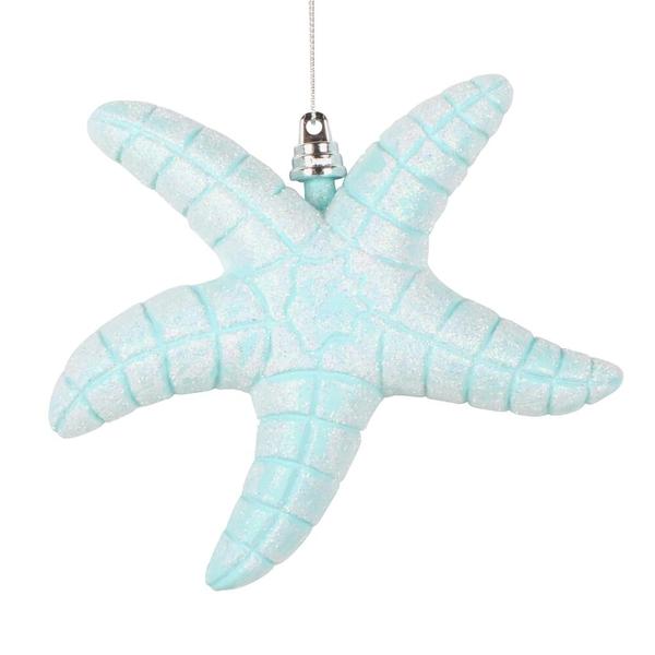 6.5" Seafoam Green Starfish Glitter Ornament (2 Pack)