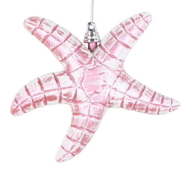 6.5" Pink Starfish Glitter Ornament (2 Pack)