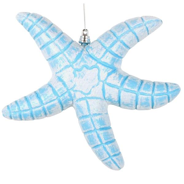 10" Turquoise Starfish Glitter Ornament