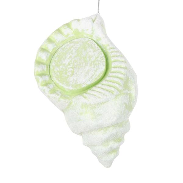 10" Celadon Conch Shell Glitter Ornament