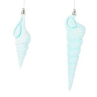 Vickerman 9" / 6.75" Seafoam Green Conical Shell Glitter Ornament (2 pack)