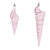 Vickerman 9" / 6.75" Pink Conical Shell Glitter Ornament (2 pack)