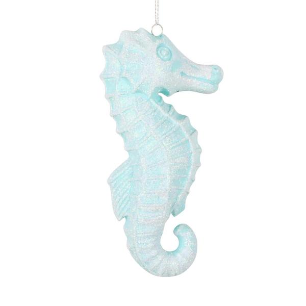 6.5" Seafoam Green Seahorse Glitter Ornament (2 pack)