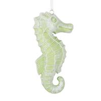 Vickerman 6.5" Celadon Seahorse Glitter Ornament (2 pack)