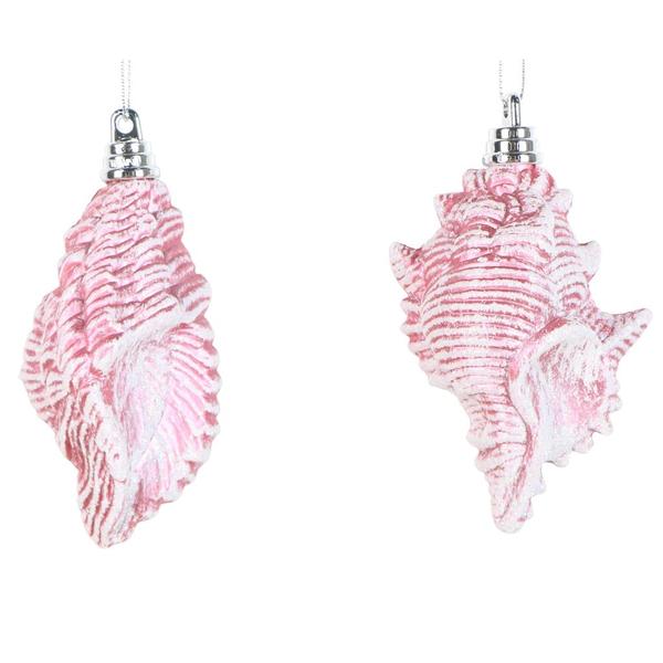 4" Pink Conch Shell Glitter Ornament (4 pack)