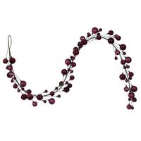 Vickerman 6' Wine Matte Shiny Pearl Ball Branch Wire Garland