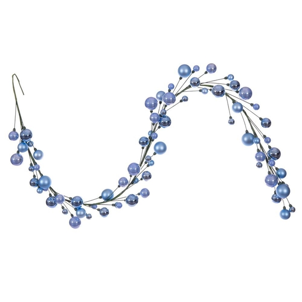 6' Periwinkle Matte Shiny Pearl Ball Branch Wire Garland