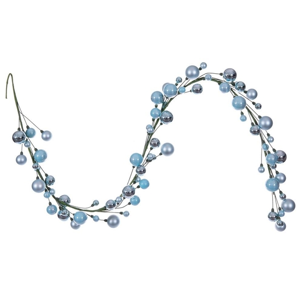 6' Baby Blue Matte Shiny Pearl Ball Branch Wire Garland