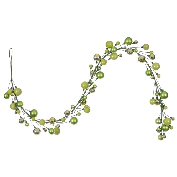 6' Celadon Matte Shiny Pearl Ball Branch Wire Garland