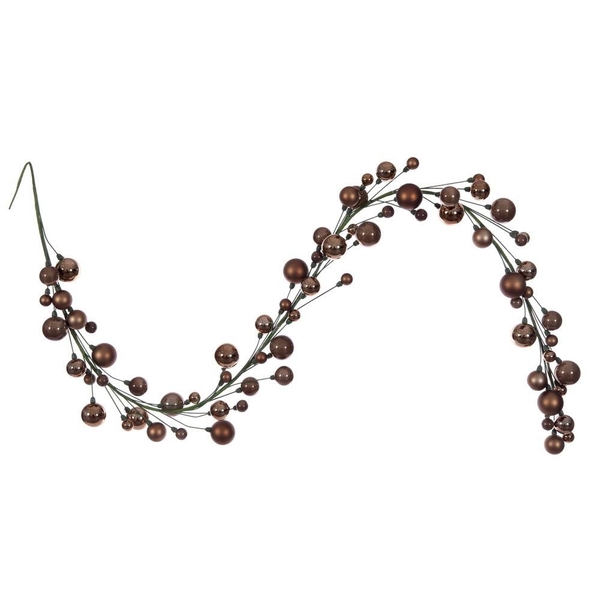6' Mocha Matte Shiny Pearl Ball Branch Wire Garland