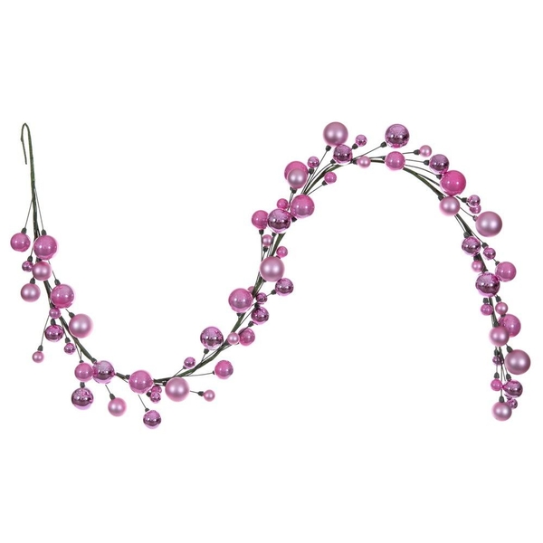 6' Pink Matte Shiny Pearl Ball Branch Wire Garland